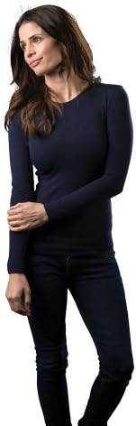 TEN70TWO Womens New Luxurious Pima Cotton Long Sleeve T-Shirt (LARGE, Navy)