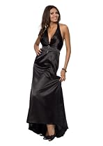 Astrapahl, Langes funkelndes Neckholder Abendkleid mit Perlenstickerei, Farbe schwarz