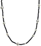 Faceted Black Onyx and White Cultured Pearl Necklace, 42