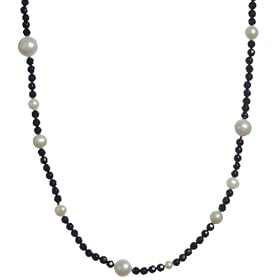 Faceted Black Onyx and White Cultured Pearl Necklace, 42 by Amazon.com Collection