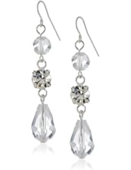 Faceted Crystal Silver-Tone Beaded Dangle Earrings