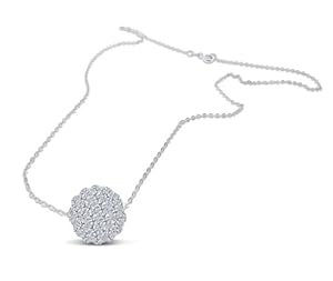 Swarovski Elements Crystal Diamond Color Bead Ball Cz Necklace Pendant. Includes Silver Clad Chain 20 Inch 2mm Rolo Chain