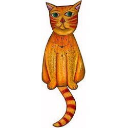 Cat Wall Clock - Yellow (Yellow) (19 tall) by Pink Cloud