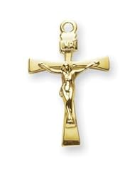 Crucifix Pendant with Tapered Ends, 14 Karat Gold Over Sterling Silver with Chain