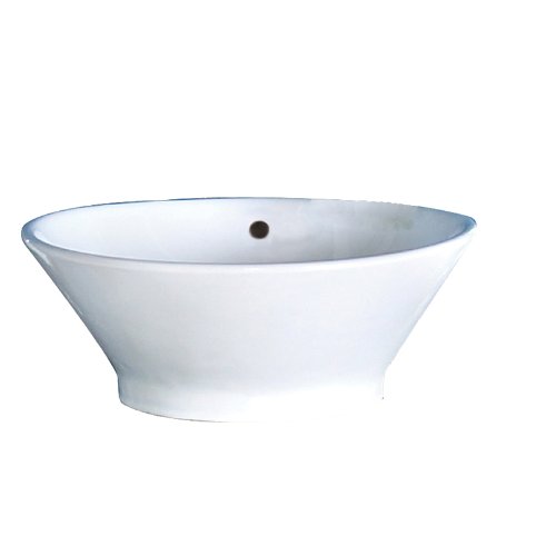Decolav 1435-CWH Round Vitreous China Tapered and Angled Above-Counter Vessel with Overflow, White