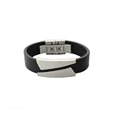 Mens Brushed Stainless Steel & Rubber Triangle Design Bracelet, 8.75"