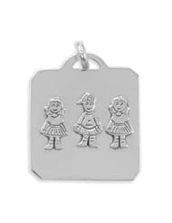 Square Pendant with Two Girls and A Boy