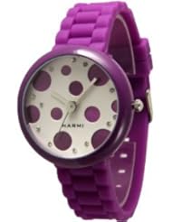 Purple Polka Dot Silicone Ceramic Look Watch