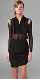 Prabal Gurung Tuxedo Shirt with Feathers