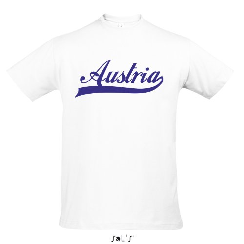 T-Shirt – Austria Oldschool Österreich LÄNDERSHIRT EM / WM FAN Trikot S-XXL , White – blau , L