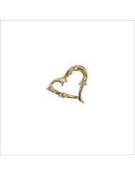 14k Yellow Gold, Open Heart Pendant Charm Lab Created Gems 10mm Wide