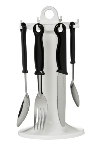 Premier Housewares 24-teiliges Besteckset Loop mit St&auml;nder, schwarz