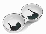 Ceramic Grecian Cat Double Dish 8.5