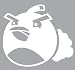 Angry Birds - Bomb Bird - Filled Version - Facing Left - Decal / Sticker - Size: 4.0 x 3.5 inches - Color: White
