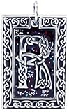 Celtic Letter R Silver Tone Pewter Pendant Necklace