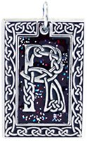 Celtic Letter "R" Pewter Pendant Necklace