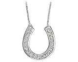 .25 Carat Diamond Horseshoe Pendant in Platinum Plated Sterling Silver