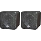 Pyle Home PCB4BK 4-Inch 200-Watt Mini Cube Bookshelf Speaker (Black)