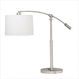 IMAGE OF Kichler Lighting 70756 Cantilever 26.5-Inch to 32.5-Inch Portable Table Lamp, Brushed Nickel with White Linen Hard Back Shade