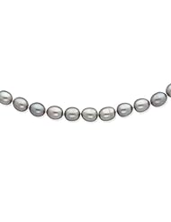 14k White Gold 24in 8-8.5mm Grey Freshwater Cultured Pearl Necklace.