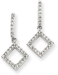 14k White Gold Diamond Earrings. Carat Wt- 0.19ct. Metal Wt- 1.38g