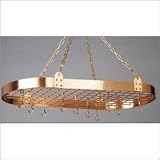 Old Dutch 36 x 18 Satin Copper Oval Pot Rack with 12 Hooks