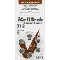 10 Packs (60 Batteries) I Cell Tech Size 312 Hearing Aid Batteries! 60 Batteries