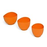 iSi Basics Flexible Silicone Mixing Bowl, Set Of 3, 1-Quart, 1-1/2-Quart, 2-Quart, Orange