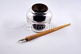 Wallmonkeys Peel and Stick Wall Decals - Old Pen and Glass Inkwell - Removable Graphic