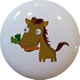 Horse with Carrot Ceramic Cabinet Drawer Pull Knob