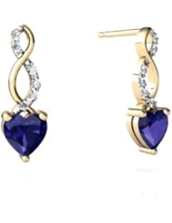 Created Sapphire 14kt Yellow Gold Earrings