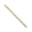 10K Two Tone Gold Alternate Satin and Diamond Cut Bracelet - 7.25"