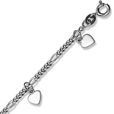 Schmuck-Pur Echt 925/- Silber Fußkette mit Herz-Behang