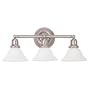 Sea Gull Lighting 44062-962 Sussex Collection Three-Light Wall Sconce, Brushed Nickel Finish with Satin White Glass