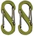 Nite Ize SBP0-2PK-17 2-Pack S-Biner Plastic Size #0 Double Gated Carabiner, Lime
