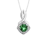 Emerald Pendant Necklace with Diamonds 3/4 Carat (ctw) in 10K White Gold with Chain