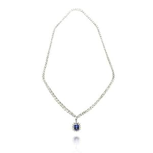 Diamond and Tanzanite 18k White Gold Pendant Necklace by 