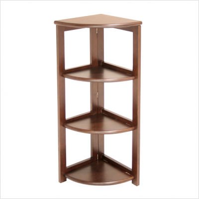 Flip-Flop 3 Shelf Folding Corner Bookcase - Mocha Walnut