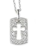 Cross Cut Out CZ Dog Tag Necklace
