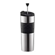 Bodum Stainless Steel 16-Ounce Vacuum Travel Press Coffee Maker with Black Silicone Grip