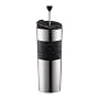 Bodum Stainless Steel 16-Ounce Vacuum Travel Press Coffee Maker with Black Silicone Grip