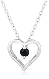 Sterling Silver Sapphire Heart Pendant, 18'