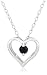 Sterling Silver Sapphire Heart Pendant, 18″