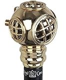 Brass Navy Divers Helmet Handle Walking Stick With Black Beechwood Shaft