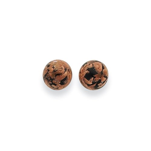 Sterling Silver Black & Copper Color Murano Glass Earrings