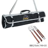 James Madison Dukes 3 Piece Wooden Handle BBQ Utensil Set with Tote
