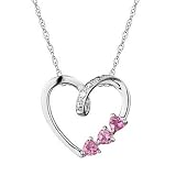 Created Pink Sapphire and Diamond Heart Pendant