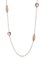 By Joy Jewelry Sterling Silver Rose Gold Rhodium Plated Heart Necklace, 18"