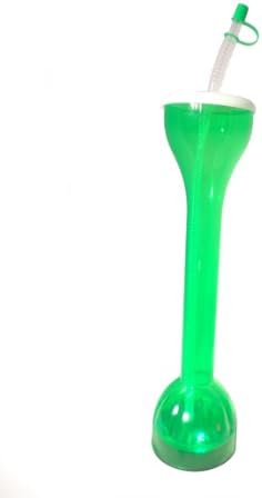 WeGlow International Flashing 20-Ounce Green Yard Glass with Lid, Straw and Lanyard