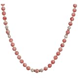 14k Yellow Gold Natural Pink Coral and White Culture Pearl Necklace, 30